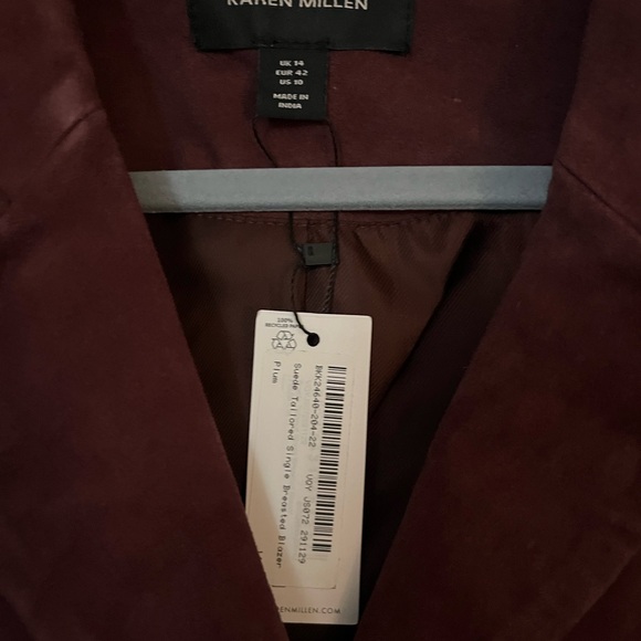 Karen Millen Plum Suede Blazer – NWT – Boyfriend Fit – Tall Girl Approved - Picture 5 of 8